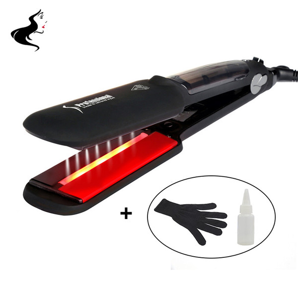 Professional Infrared Steam Hair Straightener Iron Ceramic Flat Iron Vapor Plate Led Hair Iron Steamer Chapinha Styling Tool