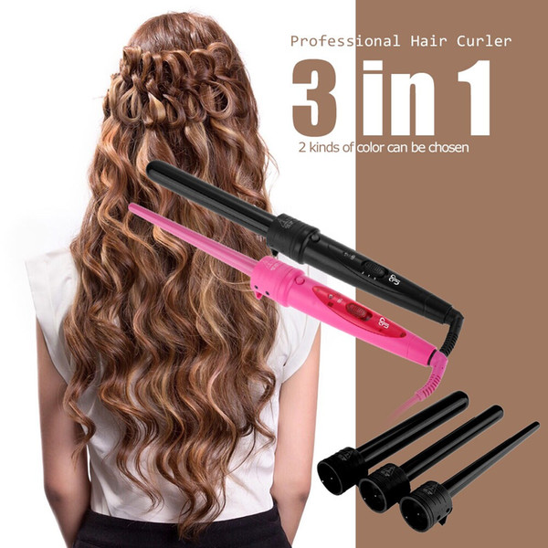 New Hair Curler Roller 3 in 1 Functions Cylindrical 3 Curling Irons Set Professional Perm Hair Curling Instrument