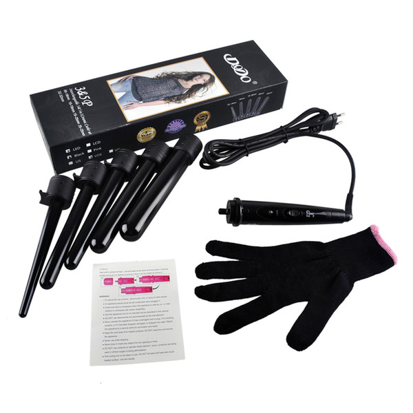 5 in 1 Curling Wand Set Hair Curling Tong Hair Curl Iron The Wand Hair Curler Roller Gift Set 09-32mm Curler Wand 0604061