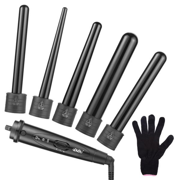 Hot Sale 5 in 1 Curling Wand Set Hair Curling Tong Haircurler Iron Wand Hair Curler Roller Gift Set 09-32mm Curler Wand