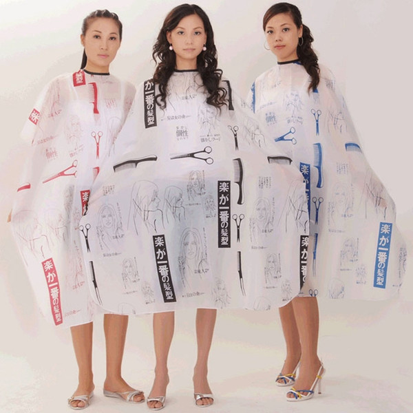 100pcs/lot Nylon Hairdressing Gown Cape hair Cutting Cape Apron Barber Hair Salon Stylist Wrap Protect Japanese Writing Sketch stytle