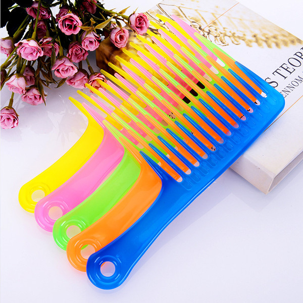 Break-proof pearlescent color Beauty hairdressing Plastic knife wide teeth curling comb