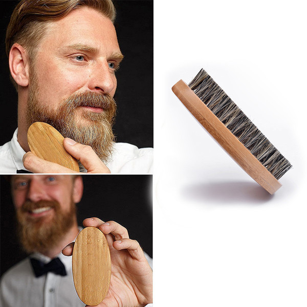 Natural Boar Bristle Beard Brush For Men Bamboo Face Massage Comb Beards and Mustache Drop Shipping