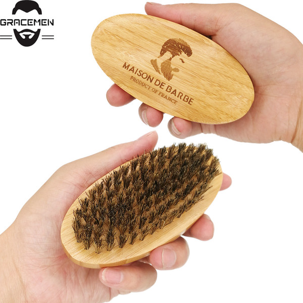 MOQ 30pcs OEM Customized LOGO Bamboo Beard Brush Boar Bristle Brush Oval Facial Brush for Men Grooming Amazon Hot Sale