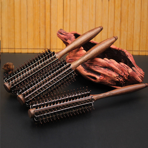 IRUI8823 Natural Boar Bristle Nylon Wooden Handle Hair Brush Beauty Salon Hairdressing Barber Tools