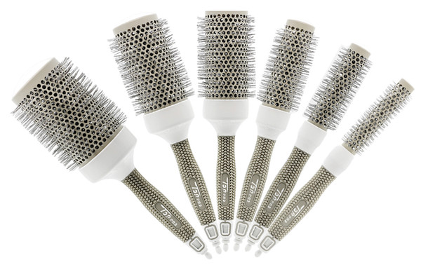 6 Size Available Hair Ceramic Brush Alunimium Tube Ionic Round Hairbrush For Hairstyling Pro Hairdressing Brushes With Tail Pin