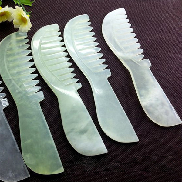 Jade Stone Massager Comb Handle Spa Acupuncture Therapy Trigger Point Treatment For Skin Slimming Beauty Health Head Massage beauty comb