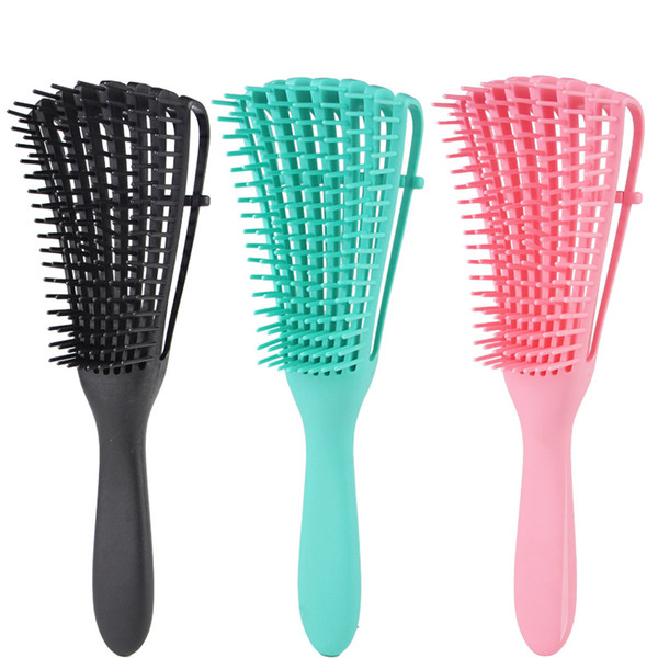 Hair styling multi-functional massage comb anti-static eight claw comb 3 color Plastic Scalp Massage Comb