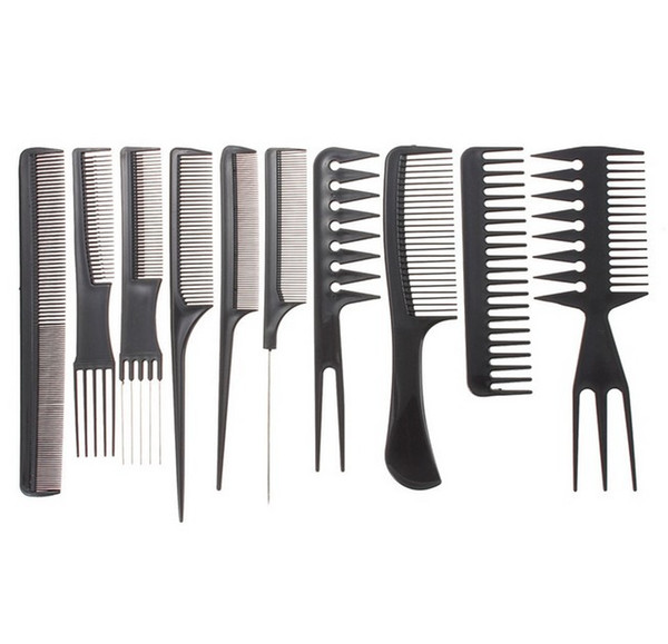 Beauty Tools Hair Comb Set of 10pcs Makeup Comb Set of 10 Pieces Black Sets Combs