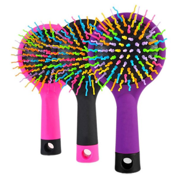 Magic Hair Comb Brush Rainbow Volume Anti Tangle Anti-static Styling Tools Head Massager Hairbrush With Mirror