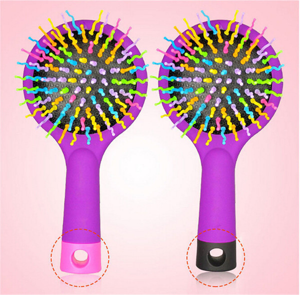 Rainbow Volume Hair Brush Multi Color Magic Hair Styling Tool Hair Brush Comb With Mirror free shipping DHL