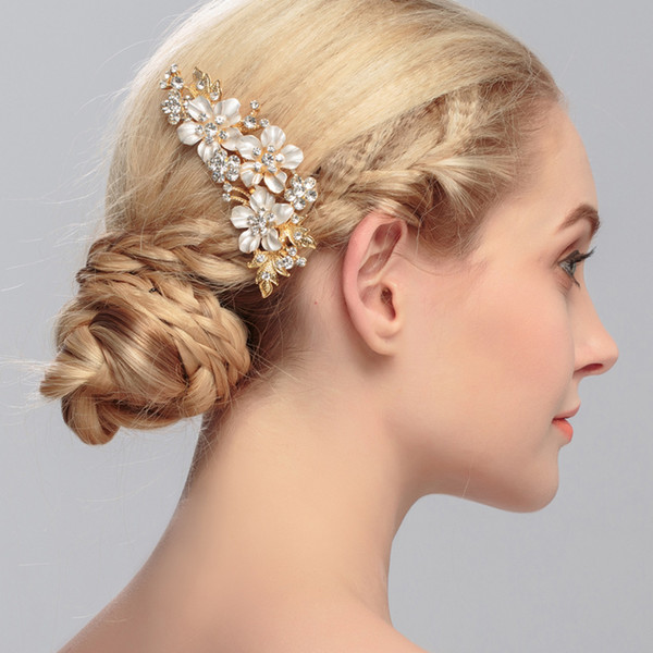 24pcs/lot DIY Bride Flowers Golden Sliver Drill Forks Hollow Out Hair Combs Hair Styling Tools Hair Accessories HA1229