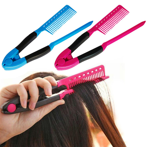 V Type Folding Portable Hair Straightener Comb Salon Hairdresser Barber Hair Cutting Comb Brush Anti-static Styling Tool