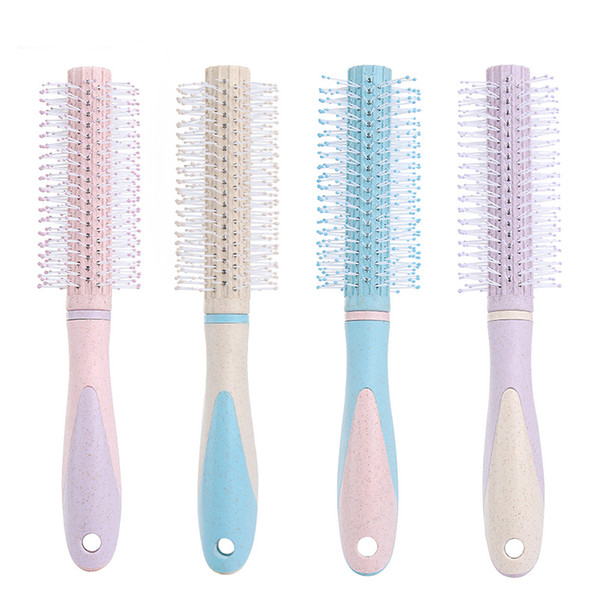 Round Hair Comb Brush Styling Tool Wheat Straw Portable for Salon Girls Hairdressing HJL2019