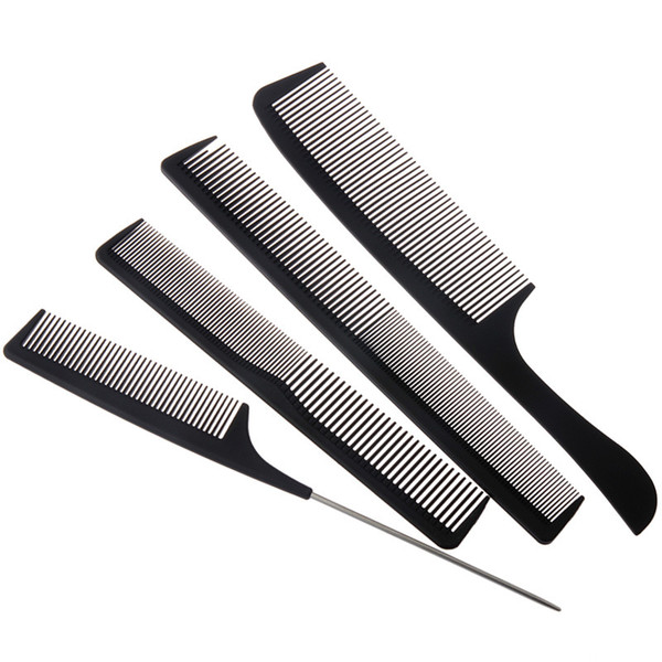 4 Pcs/lot Professional Carbon Fiber Comb Anti Static Cutting Combs Apple Double Heads Tip Tail Stainless Steel Comb for hair