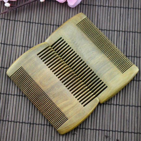 Natural Green Sandalwood Handmade Wood Comb Sparse&Dense Dual Purpose No Static Styling Tool Size:10*6*1.2CM