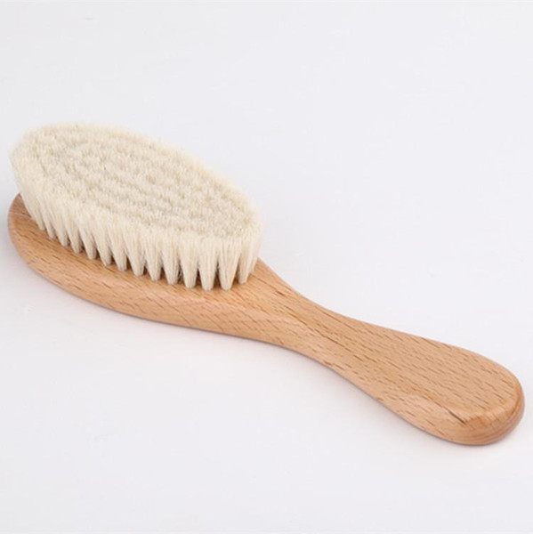 Natural Soft Goat Bristle Hair Sweeping Brush Men Beard Comb Oval Wood Handle Barber Dust Brush For Broken Hair Cleaning Tools