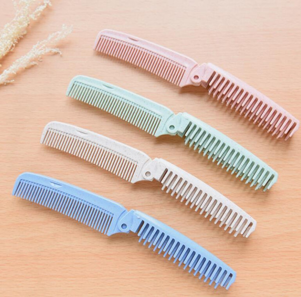 NEW Portable Foldable Hair Comb Anti-static Hairbrush 4 Color Travel Hair Brush Wheat straw Folding Hairdressing Styling Tool