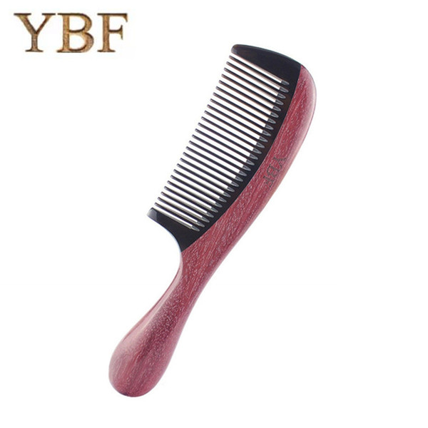 YBF Ox Horn Expensive Antistatic Massage Wood Purleheart sapanwood Combs Brazilian Wedding Bridal Hair Brush Brosse for pro gift