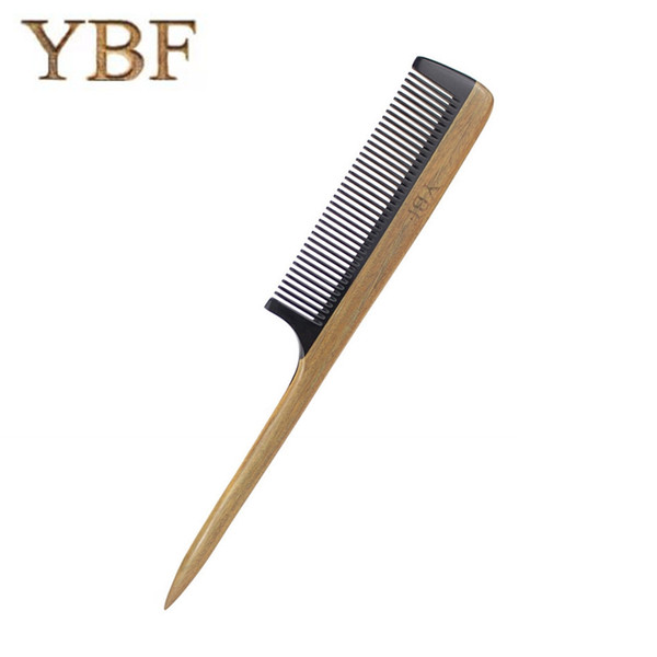 YBF Natural ox horn Green sandalwood Wood handle Combs hair style designer Professional Brush Hairdressing Salon Styling Barbers