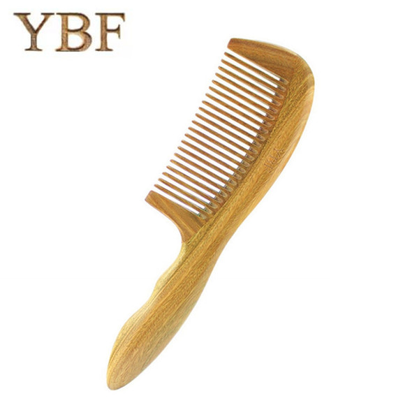 YBF For Hair Growth Products Green Sandalwood Wooden Combs Wedding Barber Brosse Lisseur Wood Massage Beard Knife Hairbrush