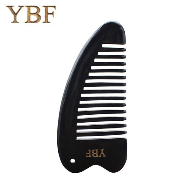 YBF Natural Black Buffalo Horn Comb Antistatic brush Professional Massage Beauty Care Tool Widen Teeth Brush