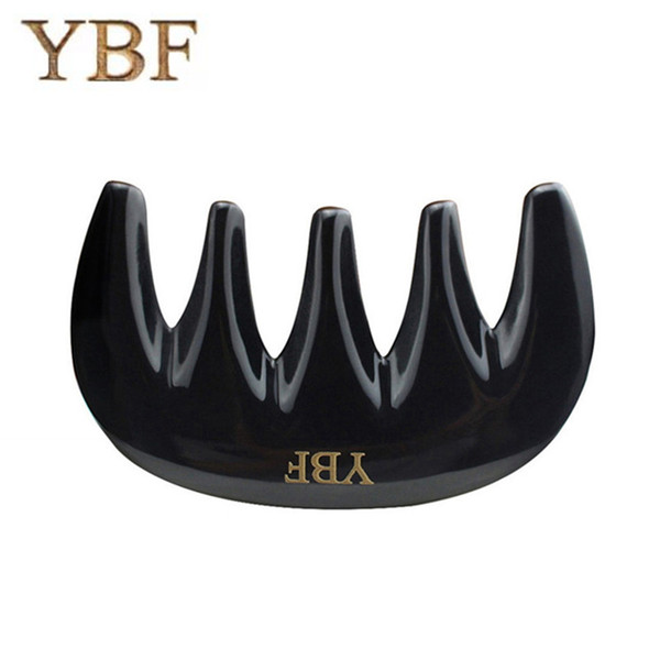 YBF Super Large Widen Five-Teeth Brush Pure handmade Black Buffalo Horn Thicken Backs Neck Scalp Massage Combs