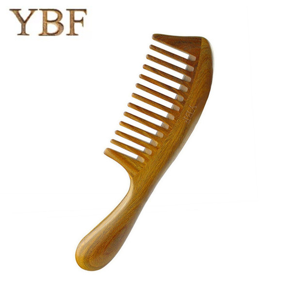 YBF Styling Tools Thickening Green sandalwood Wood Combs makeup Head Massager Antistatic Wooden brush 2017 Health Care gift