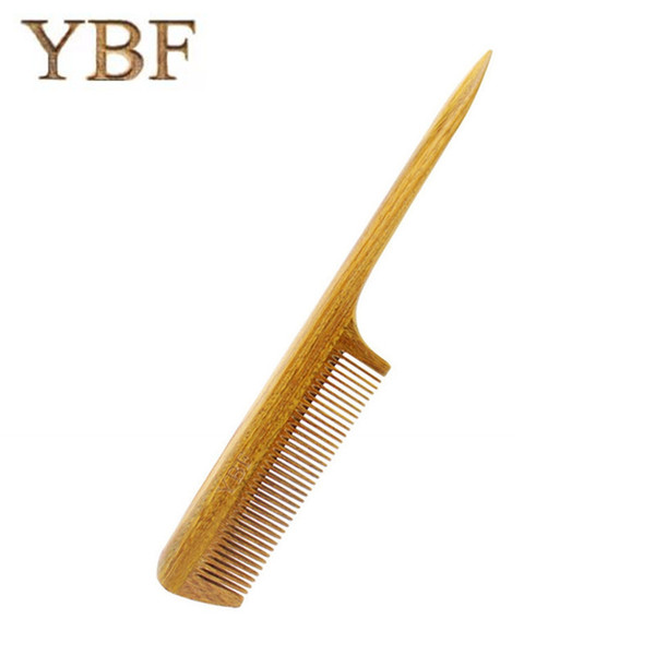 YBF Pointed Tail Green sandalwood Natural Wood Combs Makeup Salon Barber Brosse Lisseur Beard Knife Tangl dresser brush