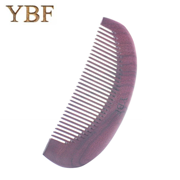 YBF Newest Design Natural Purpleheart Combs Straight Pocket Wooden Brush Healthy Care Antistatic Beard Hairbrush Christmas Gift