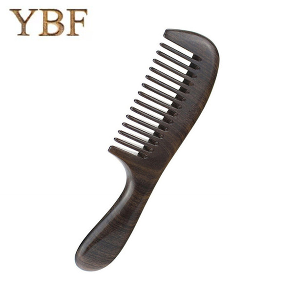 YBF Boutique High quality Natural Chacate Preto Wide tooth Wooden Hair Combs Antistatic Professional For Women Long Tresse Brush