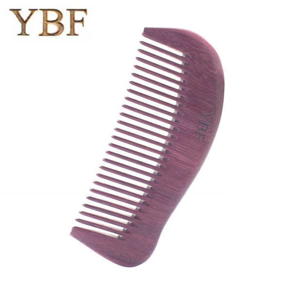 YBF For Tangled Curl Detangling Natural Purpleheart Hair Combs Straight Pocket Wooden Brush Antistatic Widen Tooth Hairbrush