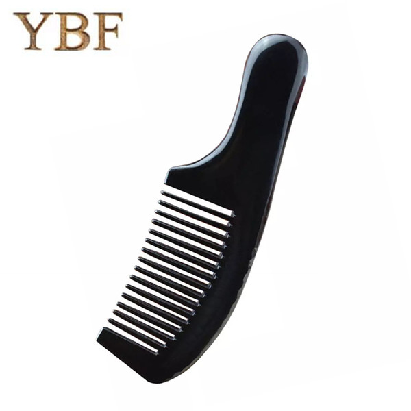 YBF Width Teeth Pure handmade Black Buffalo Horn Thicken Scalp Massage Combs Tangle Widen Angel brush Super Personality