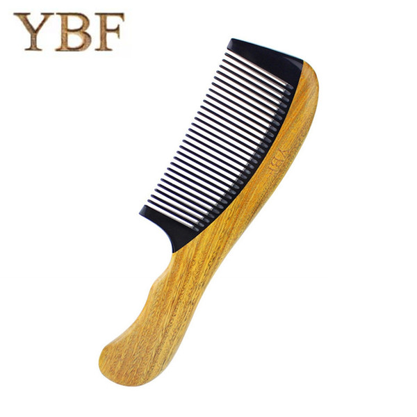 YBF Natural Green sandalwood Cattle Horn Wood Hair Combs Makeup Brushes Grooming Tools Cepillo Alisador French Brosse Lissante