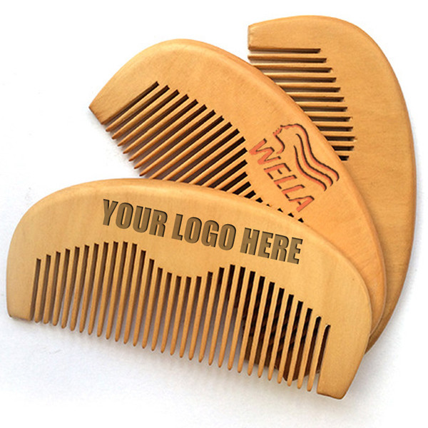 MOQ 50 pcs Hot Sale Wood Comb Custom Your LOGO Beard Comb Customized Combs Laser Engraved Wooden Hair Comb for Men Grooming