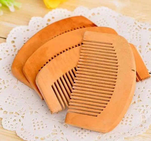 100Pcs Wooden Comb Natural Health Peach Wood Anti-static Health Care Beard Comb Pocket Combs Hairbrush Massager Hair Styling Tool