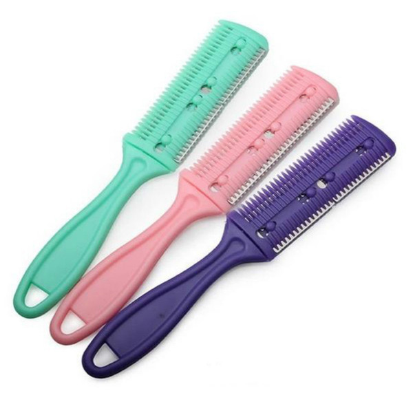 1pcs 3 Colors Hair Razor Comb Handle Hair Razor Cutting Thinning Comb Home DIY Trimmer inside with Blades Brush