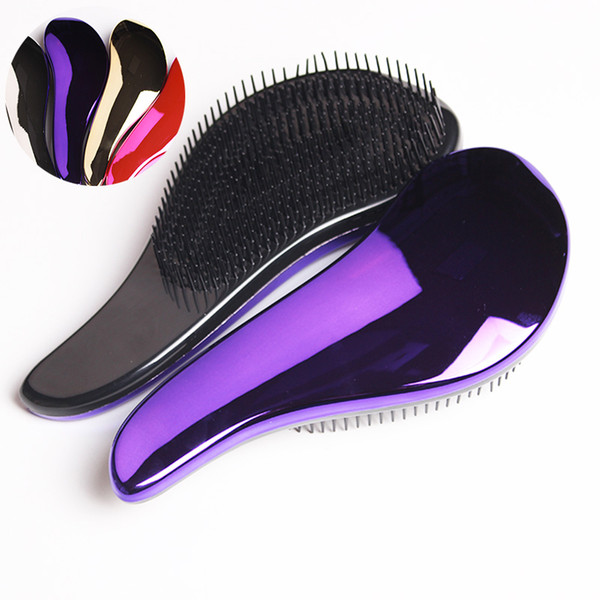 1pc Magic Anti-static Hair Brush Handle Tangle Detangling Comb Shower Electroplate Massage Comb Salon Hair Styling Tool New Quality Wholesal