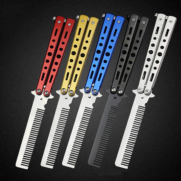 Fashion Hot Delicate Pro Salon Stainless Steel Folding Training Butterfly Practice Style Knife Comb Tool