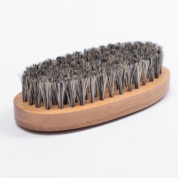 New Boar Hair Bristle Beard Mustache Brush Hard Round Wood Handle Anti-staticNew Boar Hai Peach Comb Hairdressing Tool for Men