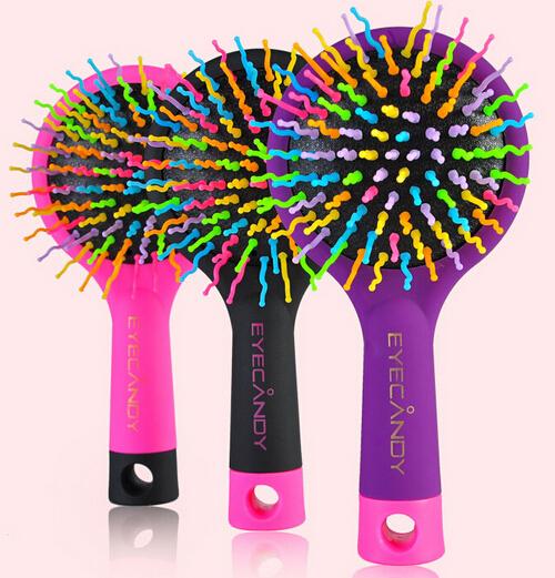 Rainbow Volume Anti-static Magic Hair Curl Straight Massage Comb Brush Mirror Styling Tools