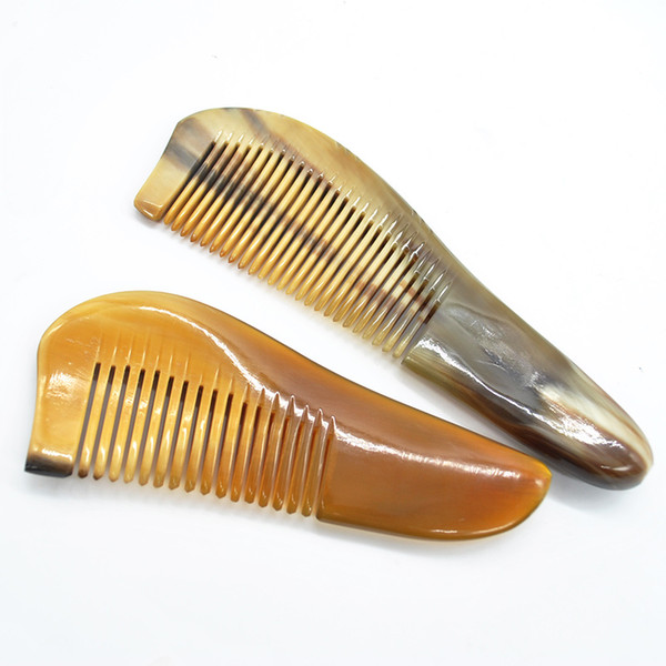 New 14cm Mustache Combs Natural Amber Ox Horn Comb Of Hair No Static Health Care Hair Brush Hairdressing Comb