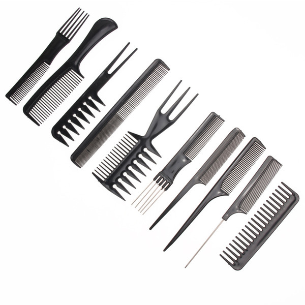 10pcs Professional Hair Combs Kits Salon Barber Comb Brushes Anti-static Hairbrush Hair Care Styling Tools Set kit for Hair Salo