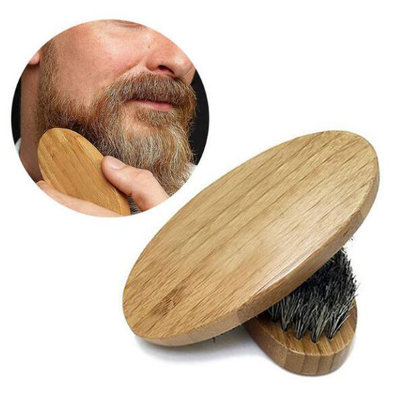 Hot Sale Mens Boar Hair Bristle Hard Round Wood Handle Beard Mustache Brush Set free shipping