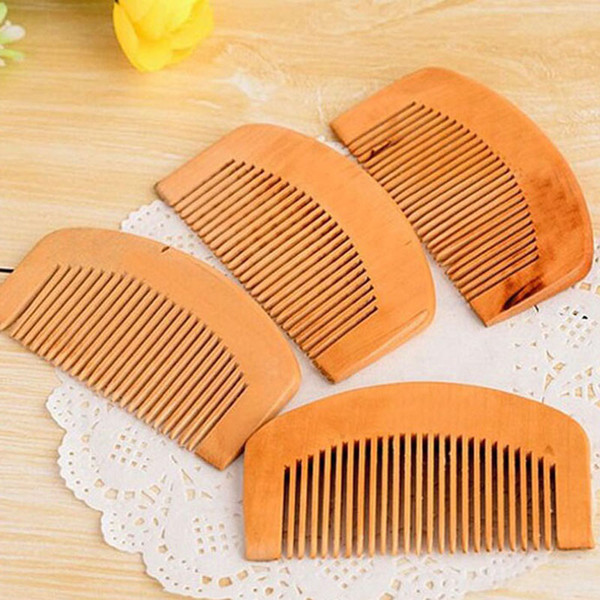 Wooden Comb Natural Health Peach Wood Anti-static Health Care Beard Comb Pocket Combs Hairbrush Massager Hair Styling Tool ZA1752