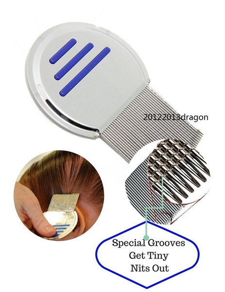 high quality Terminator Lice Comb Nit Free Kids Hair Rid Headlice stainless steel Metal Teeth remove nit brush color blue