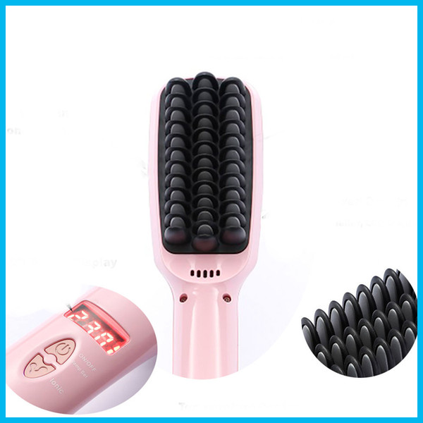 2016 2 in 1 Ionic Hair Straightener Brush Professional Comb Electric PTC Heating Straight hair Brushes Box Package