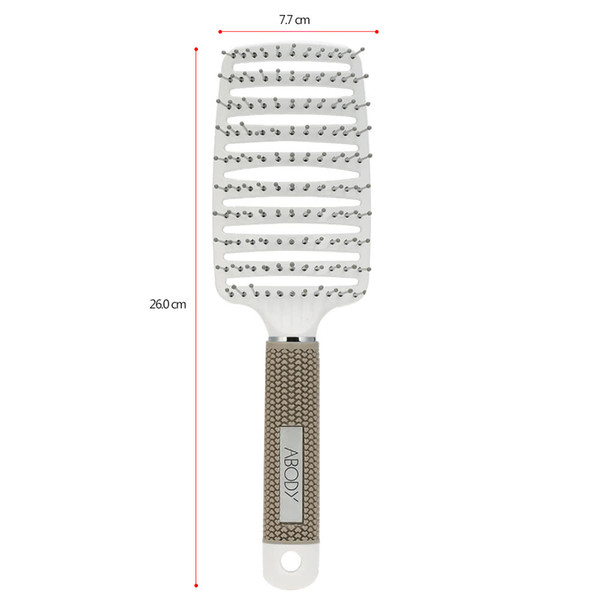 W2290W Nylon Detangle Hairbrush Women Hair Scalp Massage Comb Paddle Hair Brush Wet Hair Brush for Hairdressing Salon White