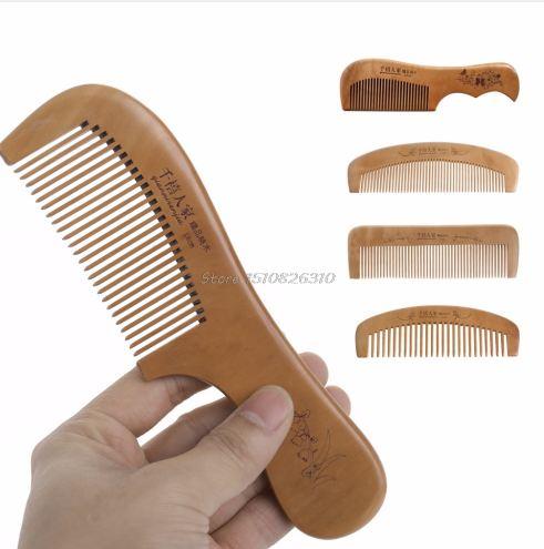 Hair Brush Peach Wood Combs Static Natural Massage Hairbrush Comb Health Care #Y207E# Hot Sale