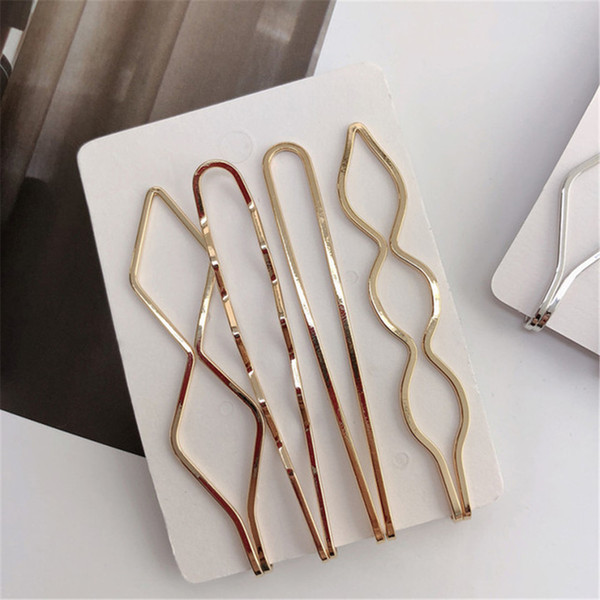 2/4Pcs/set Korea Simple Metal Hair Clips for Women Geometric Rhombus Gold Silver Color Hairpins Hair Accessories Styling